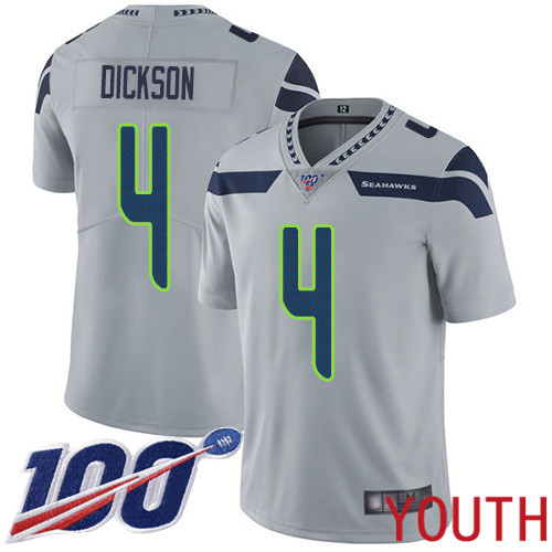 Seattle Seahawks Limited Grey Youth Michael Dickson Alternate Jersey NFL Football #4 100th Season Vapor Untouchable->women nfl jersey->Women Jersey